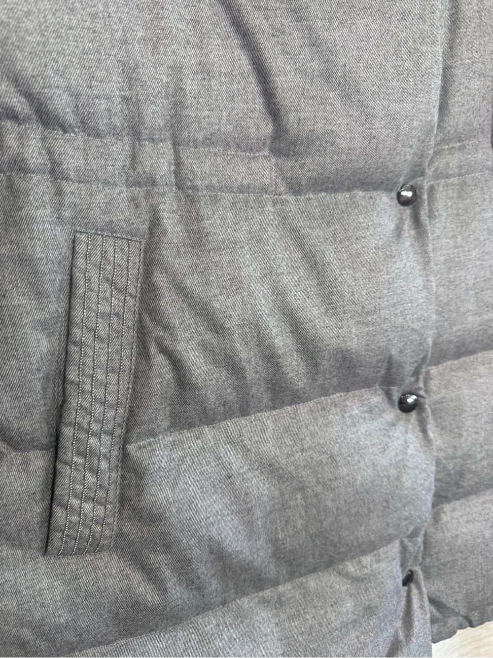 Peserico Italy Medium Down Quilted Long Vest Hooded Beaded Luxury Designer - Picture 5 of 13